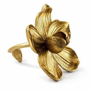 Gold Tone Metal Flower Sculpture 7” Floral Decor Hollywood Regency Style